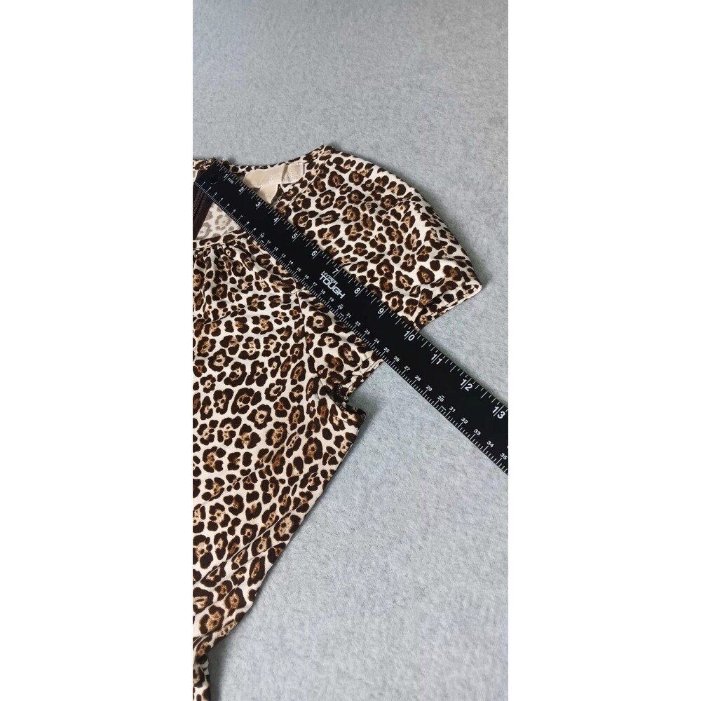 Michael Kors Fit And Flare Skater Dress S Leopard Cheetah Animal Print Mob Wife - Picture 8 of 10